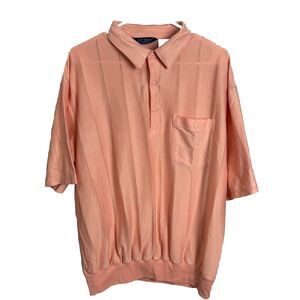 LD Sport International Men's Banded Coral Polo Shirt Size XL Vtg Pocket‎ Preppy